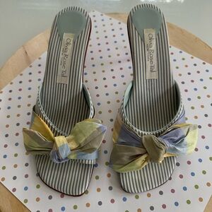Olivia Rose Tal Pastel Plaid Silk Mule Slides size 8